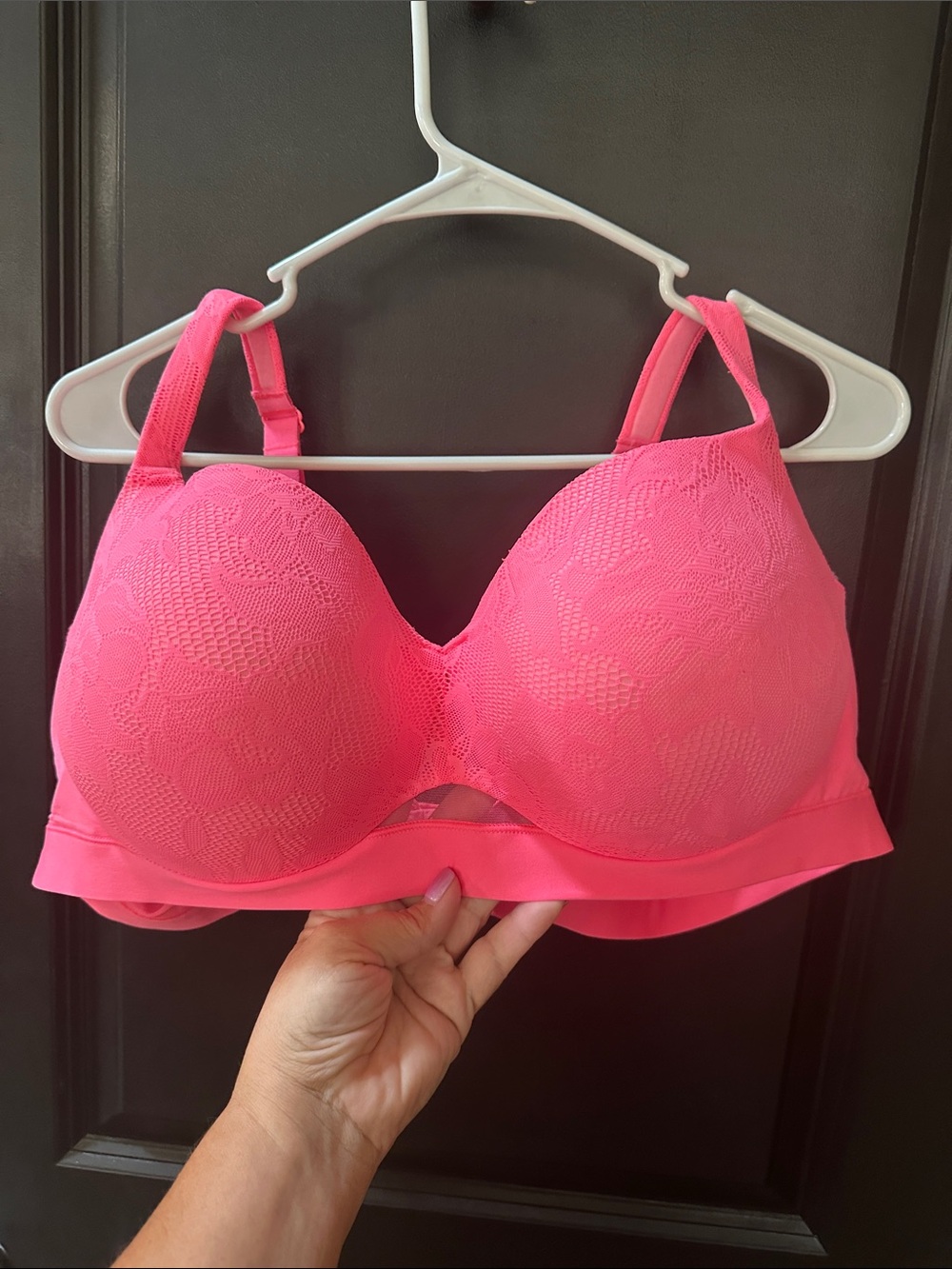 Cacique Bright Pink Lace-Trim T-Shirt Bra